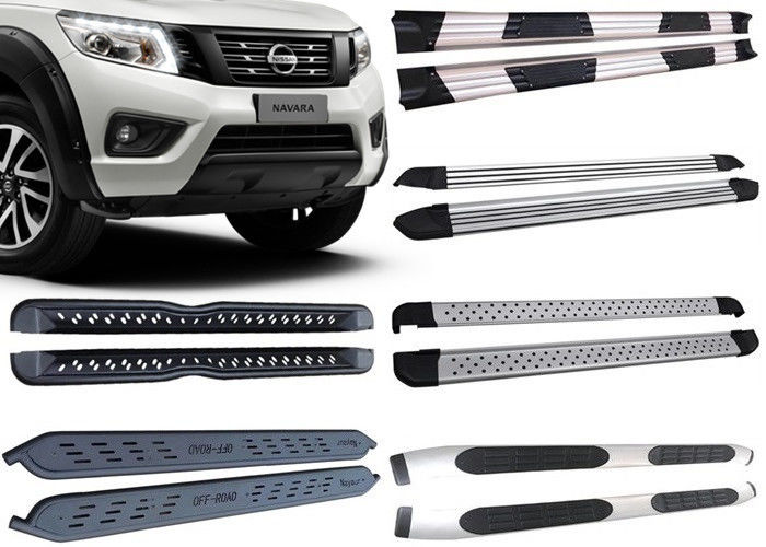 Black And Silver Vehicle Running Boards For 2015 2018 Nissan Navara Pick Up